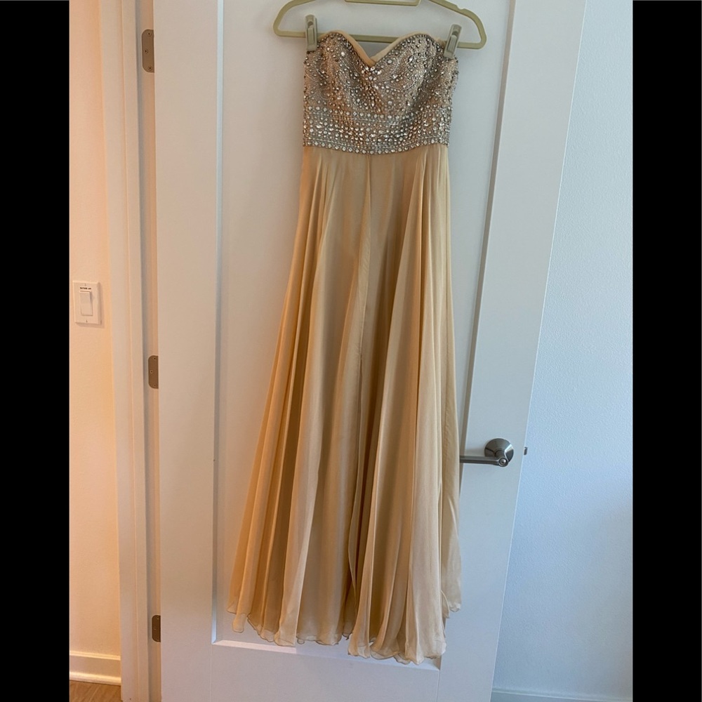 Strapless crystal beaded Jovani gown